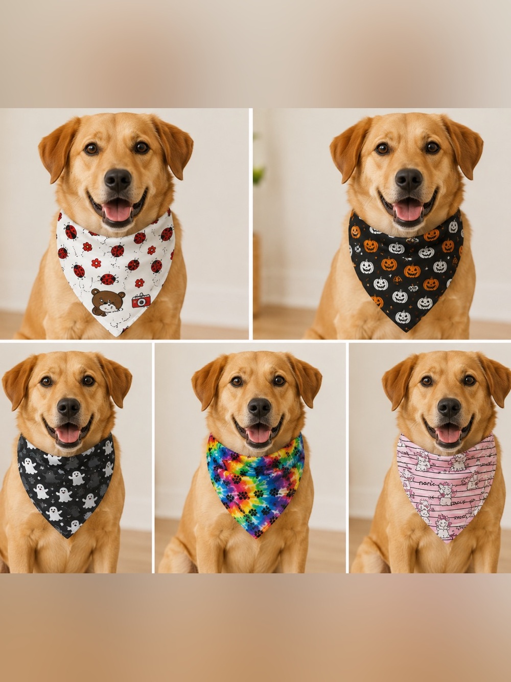 Dog Bandanas- Colorful Paw Print & Halloween Designs
